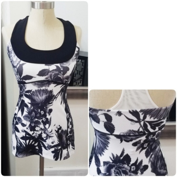 lululemon athletica Tops - Lululemon | Scoop Neck Tank Top in Brisk Bloom B&W